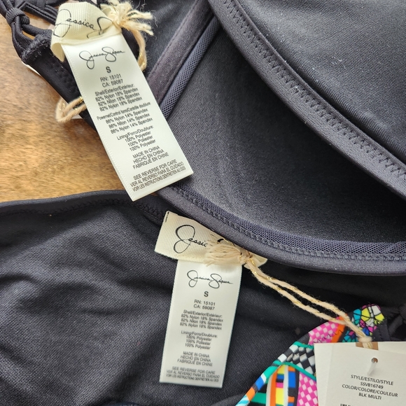 NWT Jessica Simpson black bandeau bikini with multicolor print size small - Picture 4 of 6